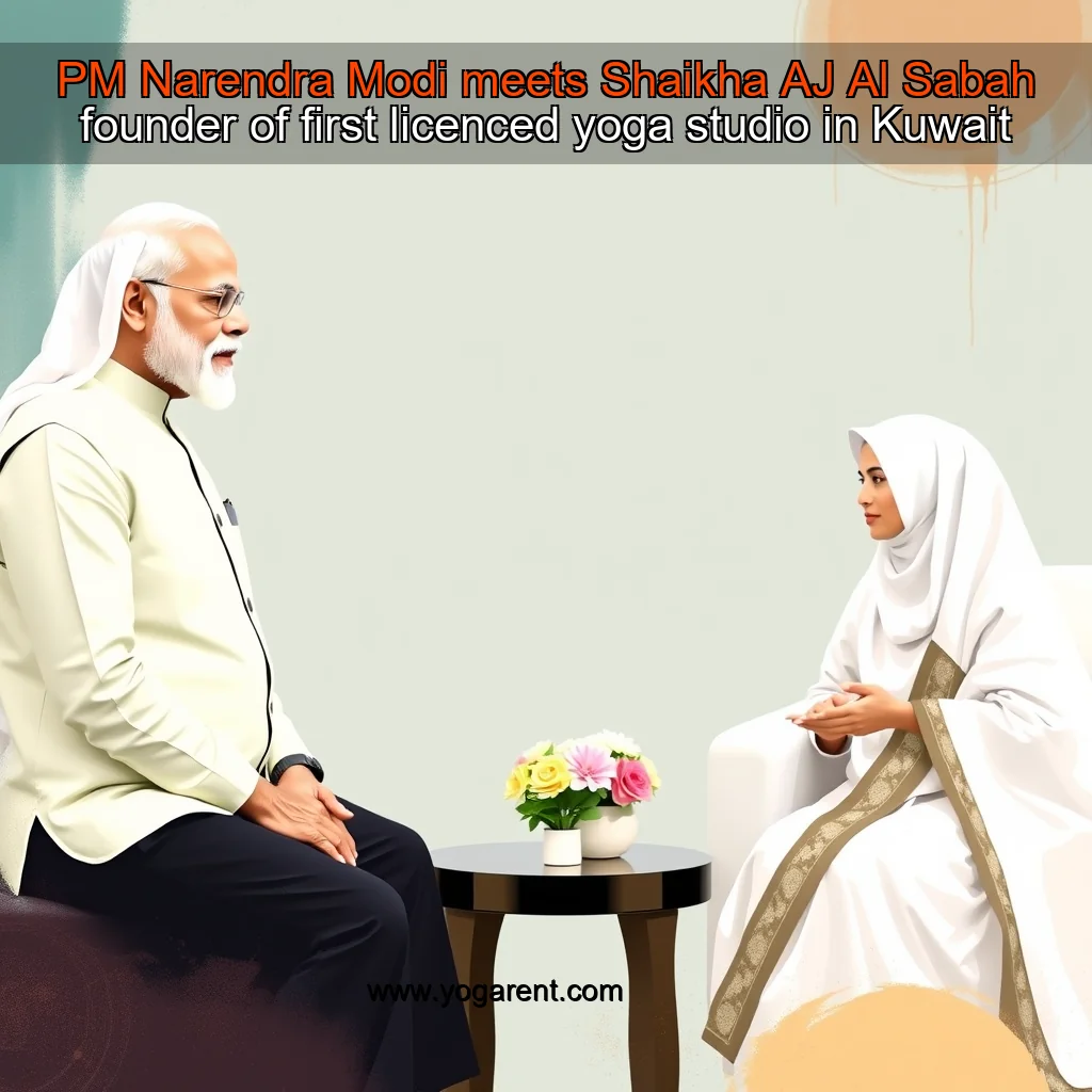 Artistic representation for PM Narendra Modi meets Shaikha AJ Al Sabah founder of first licenced yoga studio in Kuwait